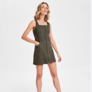 Tinseltown Denim Zip-Front Pinafore Dress, Size Junior Large